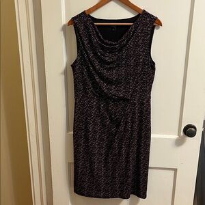 Ann Taylor Black, White, & Burgandy Sleeveless Midi Dress
